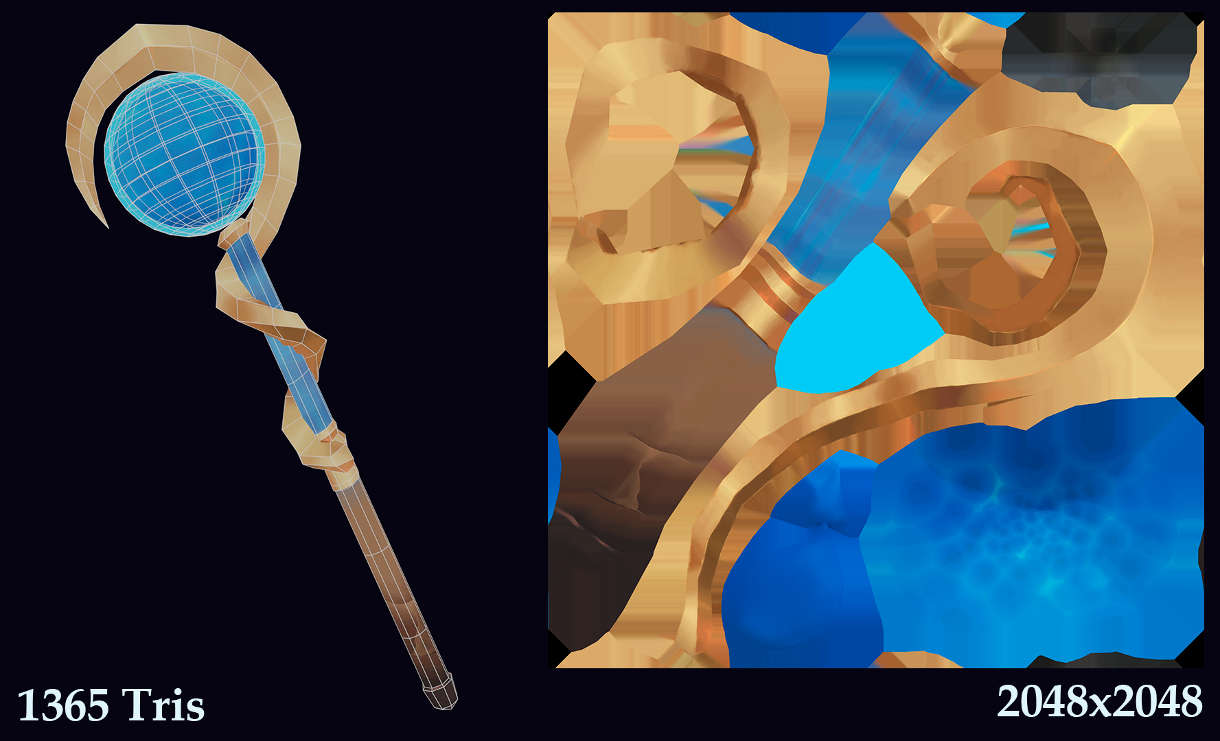 Weapon texture map and wireframe